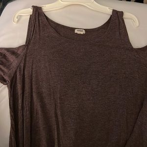Garage Purple Half Shoulder Long-sleeve Top, Size L